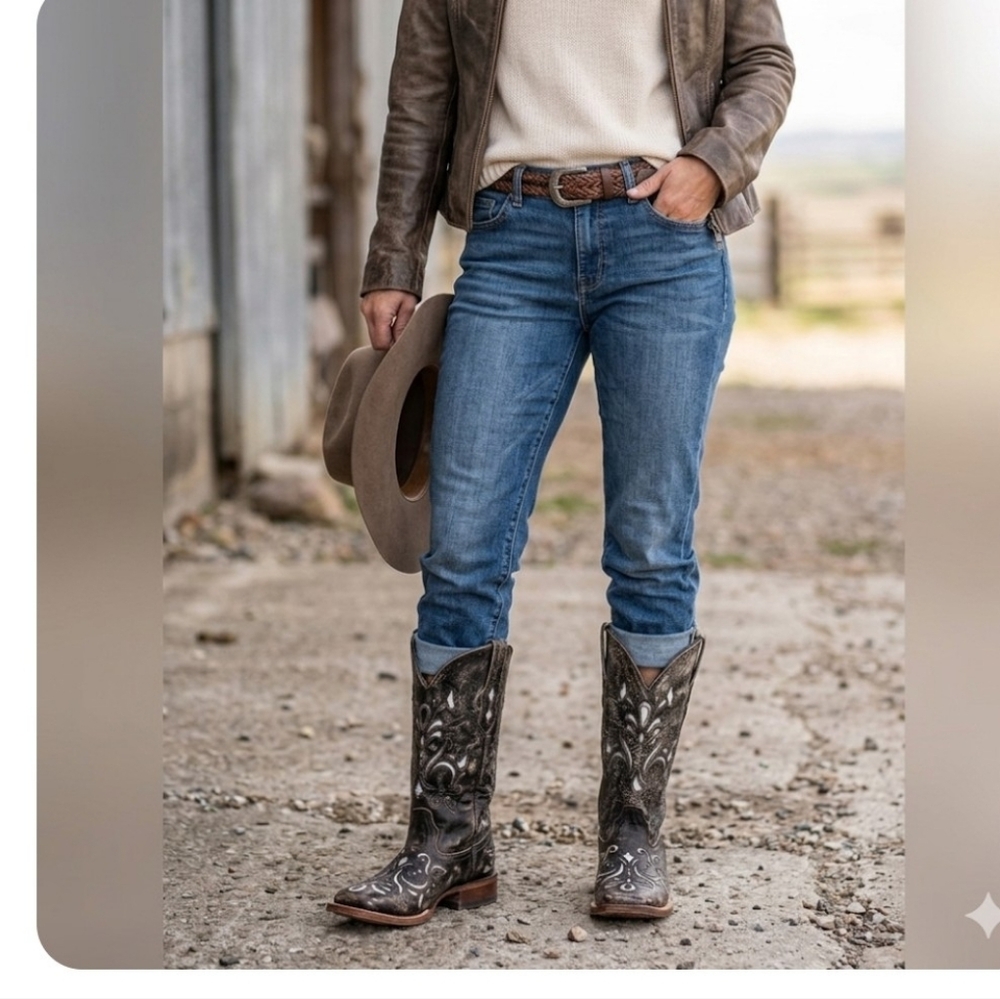 ROPER..  Brown and White Heeled Boots